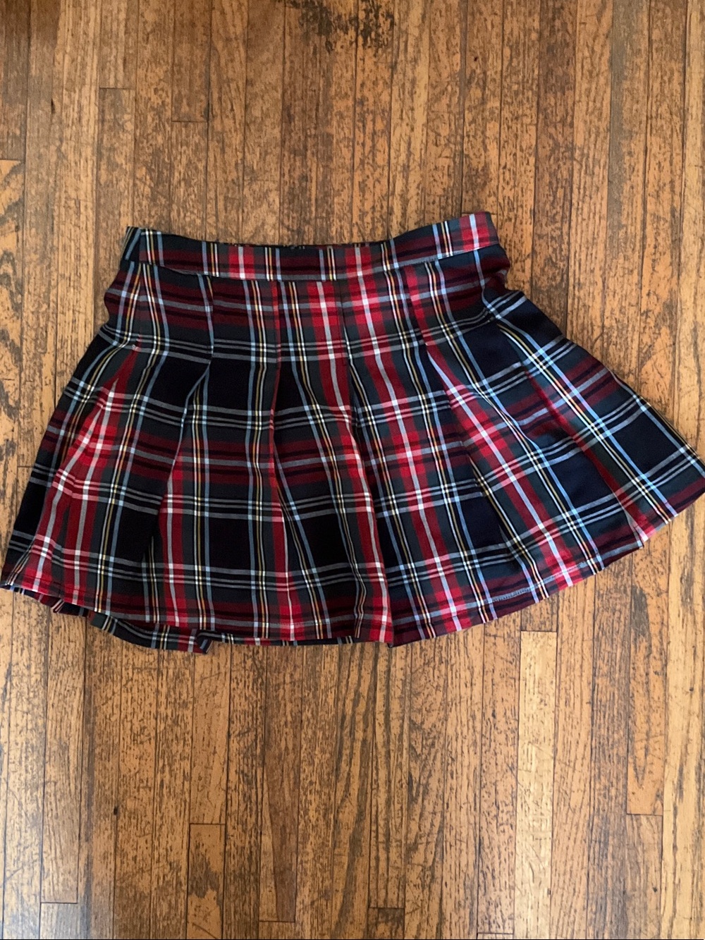 MNG Plaid Pleated Mini Skirt - Red & Navy